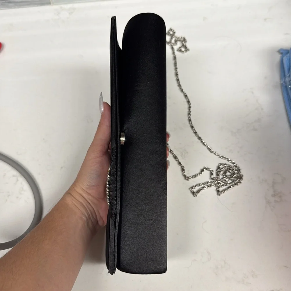 Women's Crossbody Shoulder Envelope Elegant Wedding Party Bag Evening Bag-Black